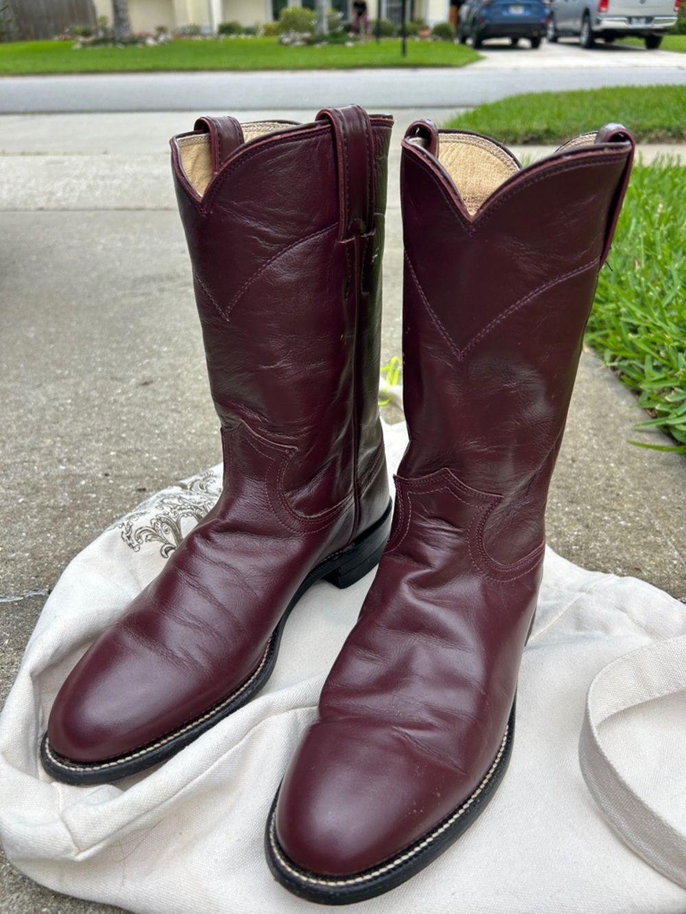 Justin Boots Burgundy Leather Western Boots